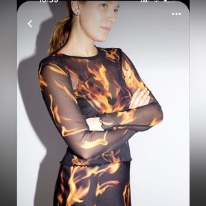 Priscavera sheer flames top xs ssense
